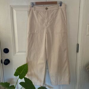 Free People Wide leg High Waisted Cream Canvas Pants